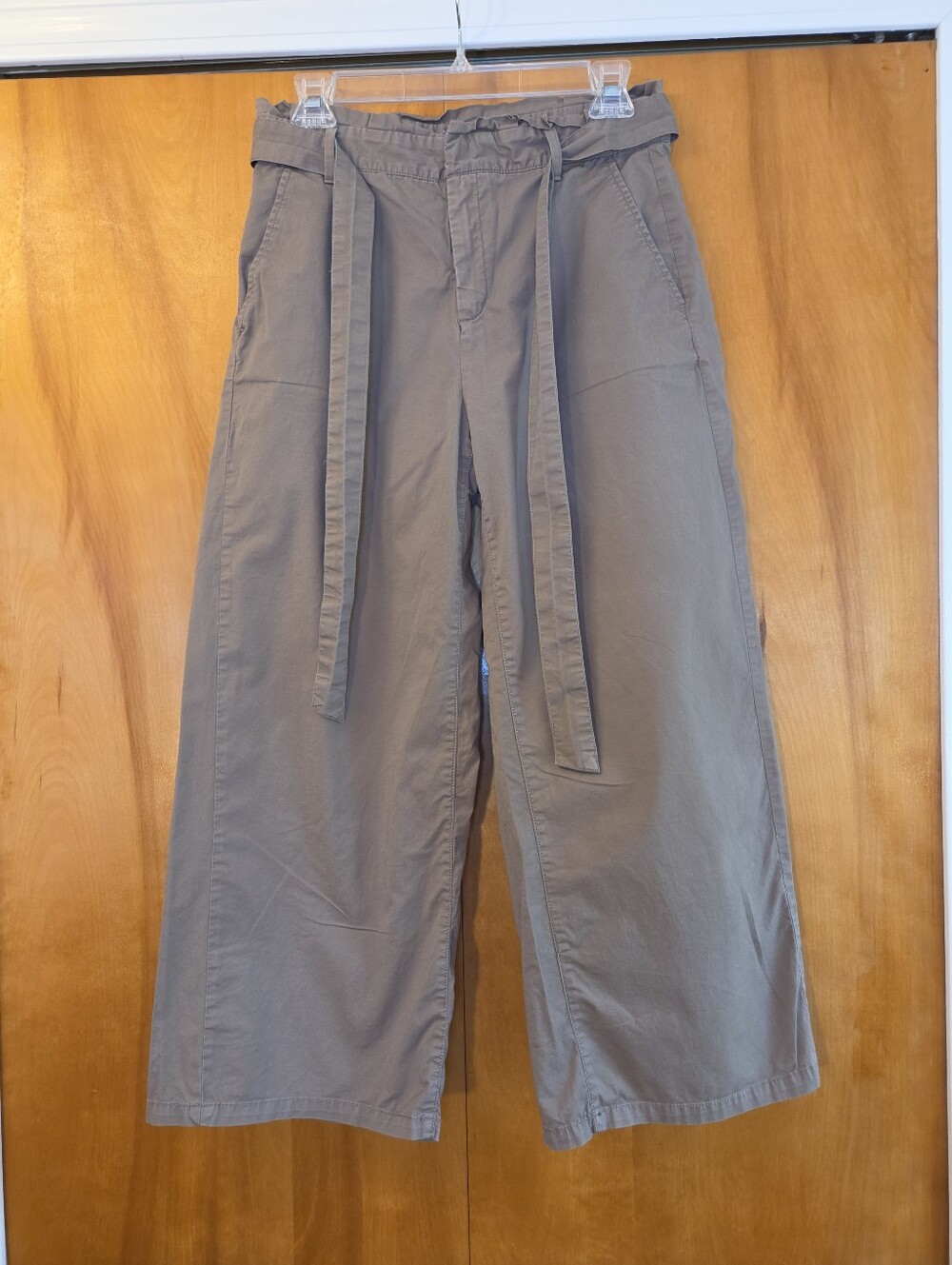 Banana Republic Women's Belted Paperbag Waist Cropped Wide-leg Pants in Tan, 4